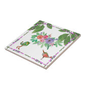 Wasserfarbene Vögel und Blume dekorativ Fliese (Seite)