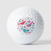 Wasserfarbene Vögel und Blume Farbige Malerei Golfball (Vorderseite)
