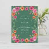 Wasserfarbene Waldgrüne Hochzeit Einladung (Stehend Vorderseite)