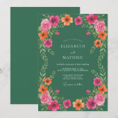 Wasserfarbene Waldgrüne Hochzeit Einladung (Vorne/Hinten)
