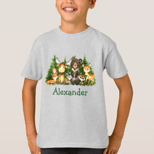 Wasserfarbene Waldtiere Forest Kid's Gray T-Shirt