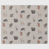 Wasserfarbene Waldtiere - Hirsche, Bären, Eichhörn Geschenkpapier (Flach)