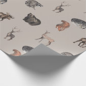 Wasserfarbene Waldtiere - Hirsche, Bären, Eichhörn Geschenkpapier (Ecke)