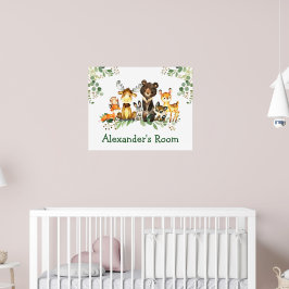 Wasserfarbene Waldtiere Poster