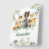 Wasserfarbene Waldtiere Quadratische Wanduhr (Winkel)