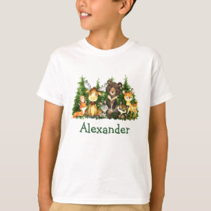 Wasserfarbene Waldtiere Waldbaume T-Shirt