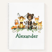 Wasserfarbene Waldtiere Zeichnend Kind Notizblock (Vorderseite)