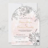 Wasserfarbene Wasserfarben mit eleganter schwarzer Einladung (Vorderseite)