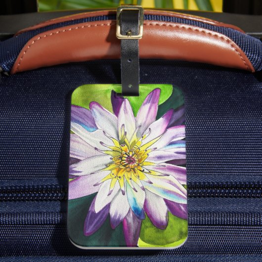 Wasserfarbene Wasserlilie Kunst Gepäckanhänger (Vorderseite Insitu 2)