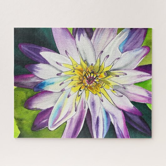 Wasserfarbene Wasserlilie Kunst Puzzle (Horizontal)