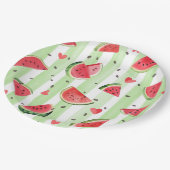 Wasserfarbene Wassermelone, Sommermädchen Pappteller (Schrägansicht)