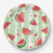 Wasserfarbene Wassermelone, Sommermädchen Pappteller (Vorderseite)