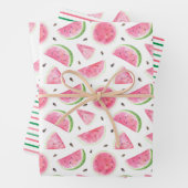 Wasserfarbene Wassermelone und Streifen Muster Geschenkpapier Set (Beispiel)