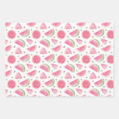 Wasserfarbene Wassermelone und Streifen Muster Geschenkpapier Set (Vorderseite)
