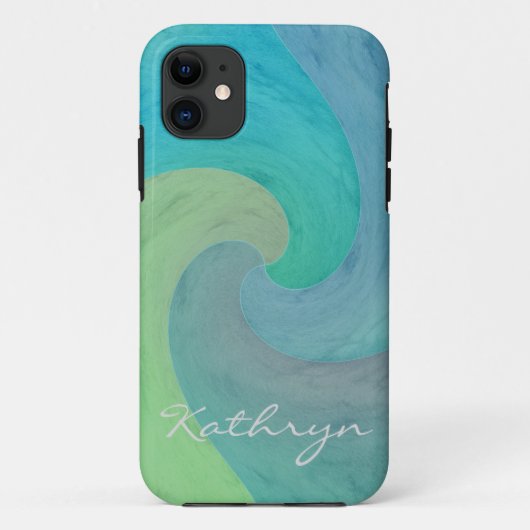Wasserfarbene Wave Türkis Grüne Personalisierte Ku Case-Mate iPhone Hülle (Rückseite)