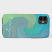 Wasserfarbene Wave Türkis Grüne Personalisierte Ku Case-Mate iPhone Hülle (Rückseite (Horizontal))