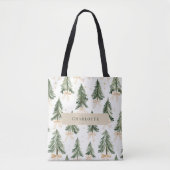 Wasserfarbene Weihnachtsbaum Personalisierte Tasch Tasche (Vorderseite)