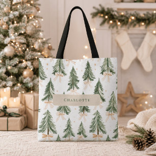 Wasserfarbene Weihnachtsbaum Personalisierte Tasch Tasche