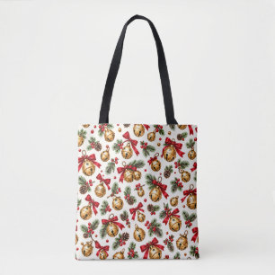 Wasserfarbene Weihnachtsglocken und Kiefern-Muster Tasche