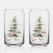 Wasserfarbene Weihnachtskiefern Dosenglas (Rückseite)