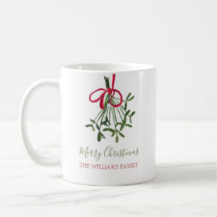 Wasserfarbene Weihnachtsmistel Festliches rotes Ba Kaffeetasse