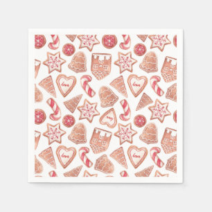 Wasserfarbene Weihnachtsplätzchen-Muster Feiertags Serviette