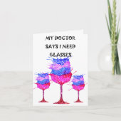 Wasserfarbene Weinbrille mit Words Grußkarte Karte (Vorderseite)