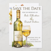 Wasserfarbene Weinflasche Save the Date (Vorne/Hinten)