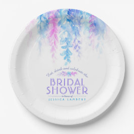 Wasserfarbene Weinrebe Blumenblau lila Brautparty Pappteller