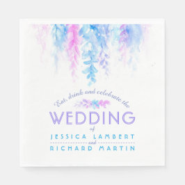 Wasserfarbene Weinrebe Blütenblau lila Hochzeitsna Serviette