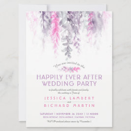 Wasserfarbene Weinreben nach der Hochzeitsfeier Einladung