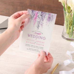 Wasserfarbene Weintraube Rosa lila graue Hochzeit Pergament Einladungen