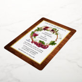 Wasserfarbene Weintrauben Blumenreath Holz Gold Folieneinladung (Gedreht)