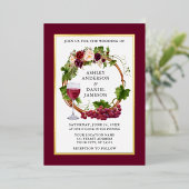 Wasserfarbene Weintrauben Blumenstrauß Burgund Gol Folieneinladung (Stehend vorne)