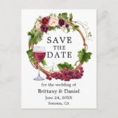 Wasserfarbene Weintrauben Blumenstrauß Save the Da Postkarte (Vorderseite)