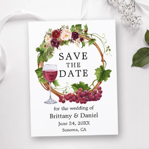 Wasserfarbene Weintrauben Blumenstrauß Save the Da Postkarte