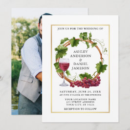 Wasserfarbene Weintrauben Foto Goldmedaille Hochze Einladung