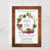 Wasserfarbene Weintrauben Foto Hochzeit von Waldbr Einladung (Vorderseite)