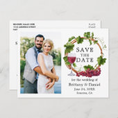 Wasserfarbene Weintrauben Foto Save the Date Postkarte (Vorne/Hinten)