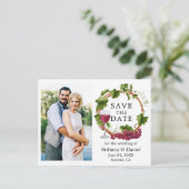 Wasserfarbene Weintrauben Foto Save the Date Postkarte (Stehend Vorderseite)