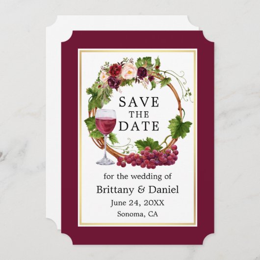 Wasserfarbene Weintrauben Save the Date Weintraube (Vorne/Hinten)