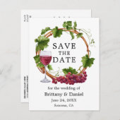 Wasserfarbene Weintrauben Waldbrand Save the Date Postkarte (Vorne/Hinten)