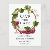 Wasserfarbene Weintrauben Waldbrand Save the Date Postkarte (Vorderseite)