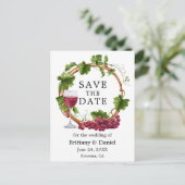 Wasserfarbene Weintrauben Waldbrand Save the Date Postkarte (Stehend Vorderseite)