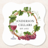 Wasserfarbene Weintrauben Weinname Weinkeller Untersetzer (Vorderseite)