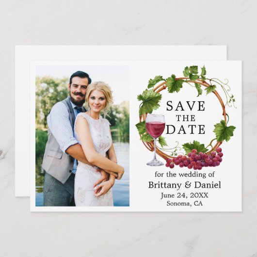 Wasserfarbene Weintrauben Weintrauben Foto Save The Date (Vorne/Hinten)