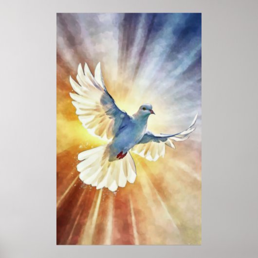Wasserfarbene weiße Flying Dove Poster (Vorne)