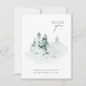 Wasserfarbene, weiße Pinienbäume Hochzeit Dankeskarte (Vorderseite)