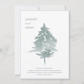 Wasserfarbene, weiße Pinienbäume Hochzeit Einladung (Vorderseite)