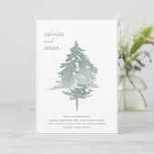 Wasserfarbene, weiße Pinienbäume Hochzeit Einladung (Stehend Vorderseite)